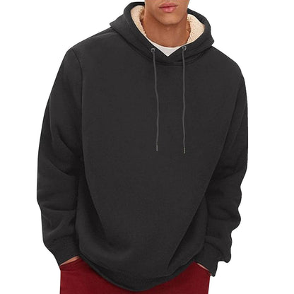 Men's Sherpa Fleece Hoodie with Hidden Zippered Pocket and Raglan Sleeves
