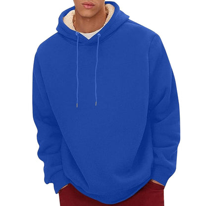 Men's Sherpa Fleece Hoodie with Hidden Zippered Pocket and Raglan Sleeves