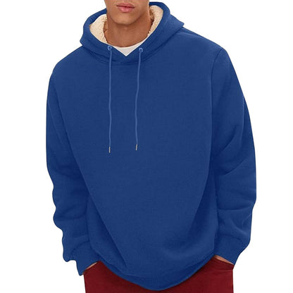 Men's Sherpa Fleece Hoodie with Hidden Zippered Pocket and Raglan Sleeves