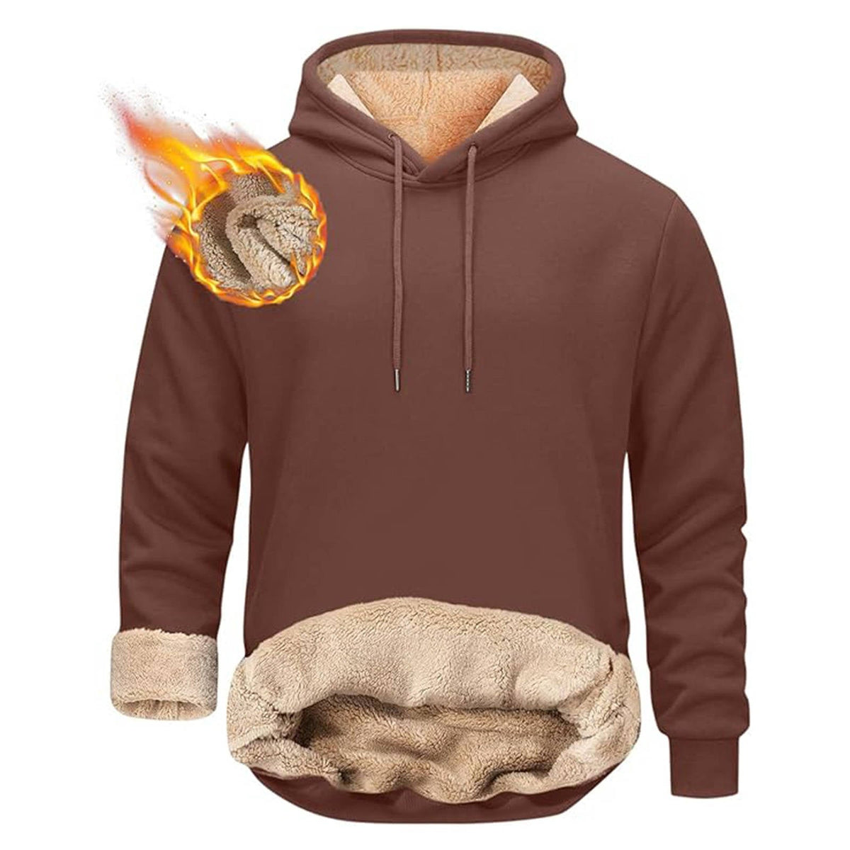 Men's Sherpa Fleece Hoodie with Hidden Zippered Pocket and Raglan Sleeves