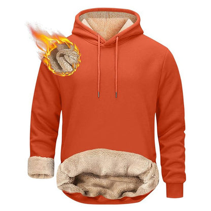 Men's Sherpa Fleece Hoodie with Hidden Zippered Pocket and Raglan Sleeves