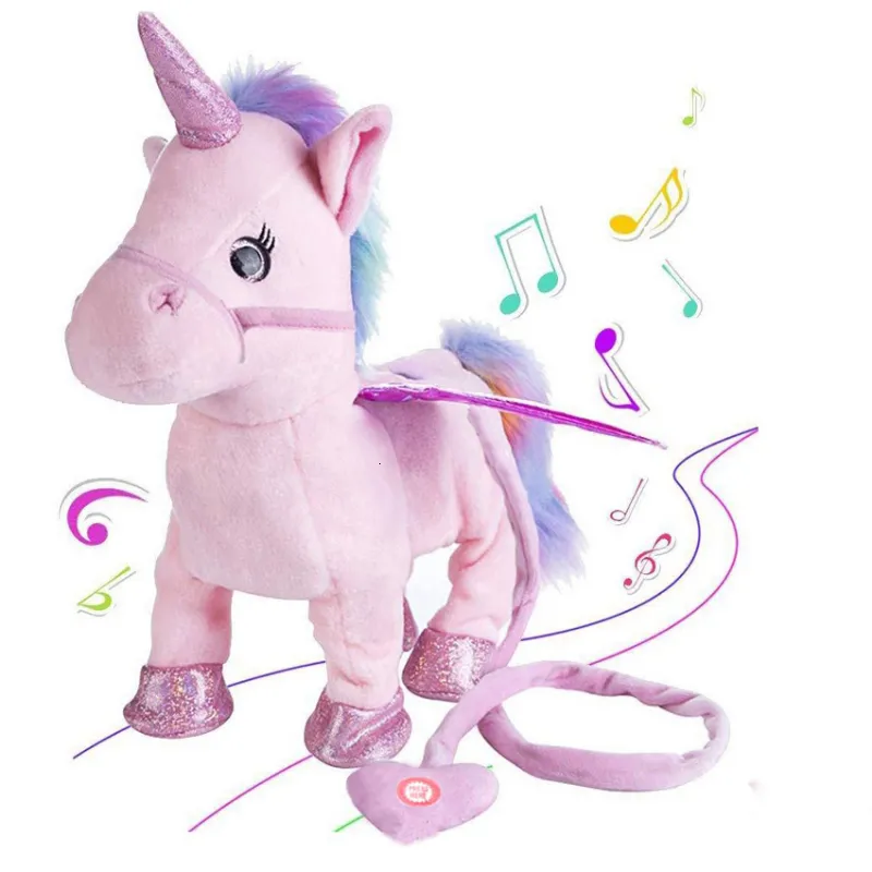 Walking and Singing Unicorn Toy with Leash, Wagging Tail, and Two Songs in Three Colors