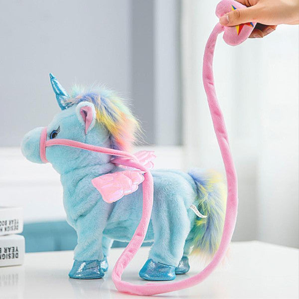 Walking and Singing Unicorn Toy with Leash, Wagging Tail, and Two Songs in Three Colors