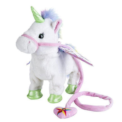 Walking and Singing Unicorn Toy with Leash, Wagging Tail, and Two Songs in Three Colors