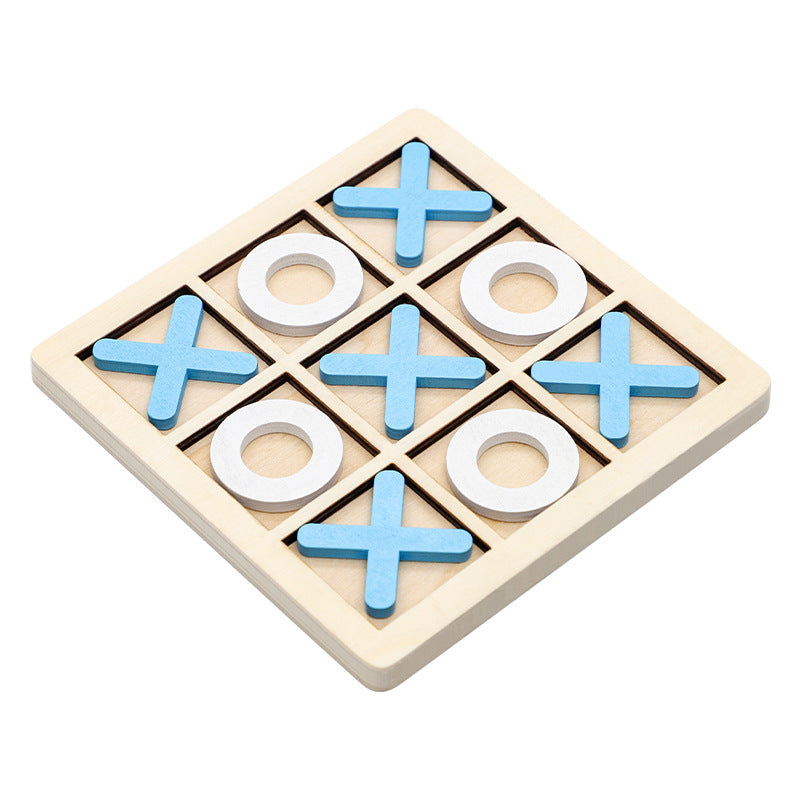 Solid Wood Noughts and Crosses Game with Natural Finish for Picnics Trips and Family Tables