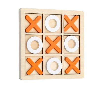 Solid Wood Noughts and Crosses Game with Natural Finish for Picnics Trips and Family Tables