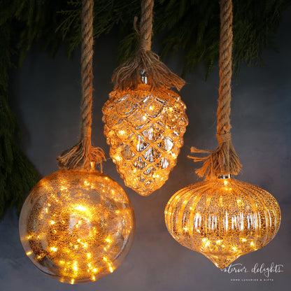 LED Glass Ornament with Warm Glow and Remote Control 7.9 Inch