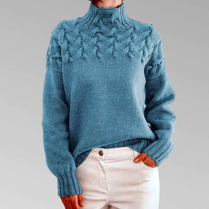 Turtleneck Sweater with Extended Hip Coverage and Soft Knit Fabric