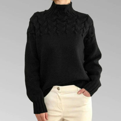 Turtleneck Sweater with Extended Hip Coverage and Soft Knit Fabric