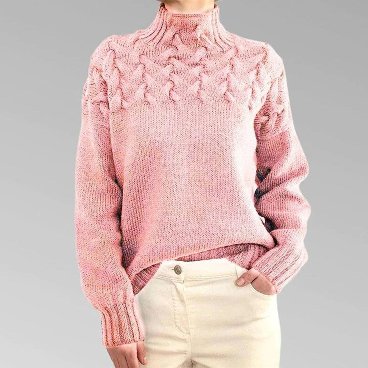 Turtleneck Sweater with Extended Hip Coverage and Soft Knit Fabric