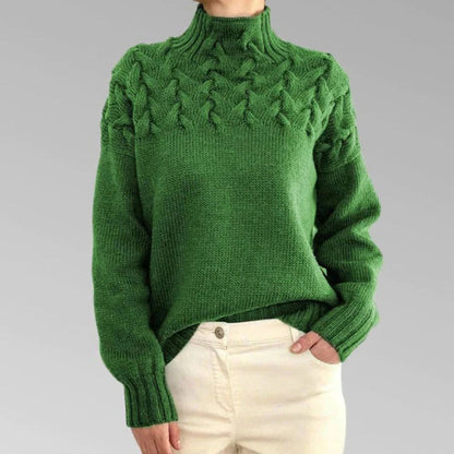 Turtleneck Sweater with Extended Hip Coverage and Soft Knit Fabric