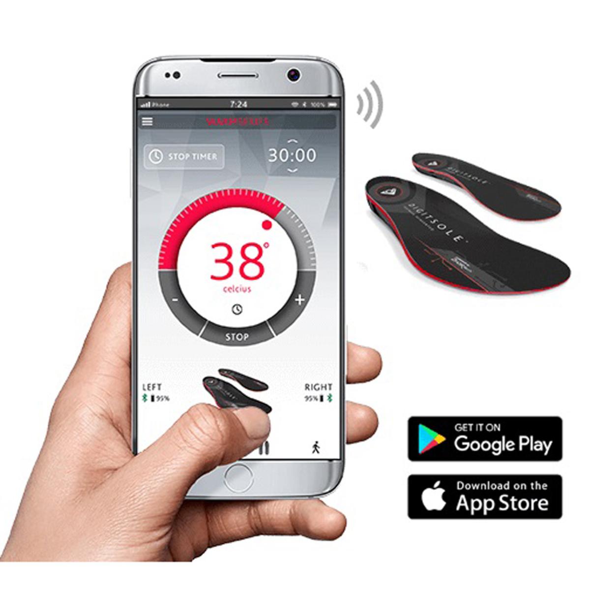 Smart Heated Insoles with Wireless App Control and Activity Tracking for Cold Weather