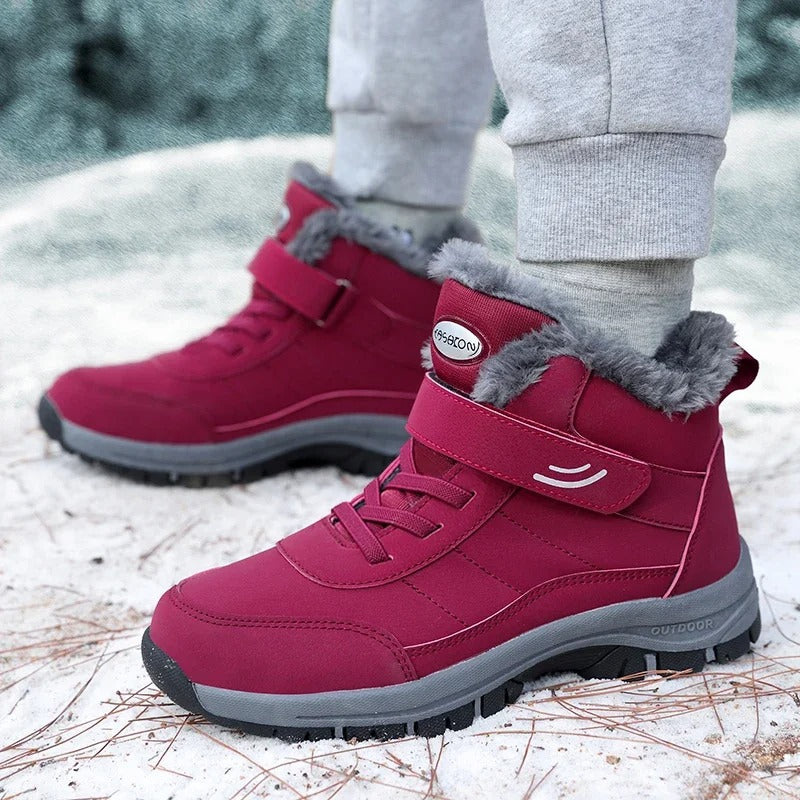 Women's Ankle High Snow Boots with Grip Tread and Plush Lining