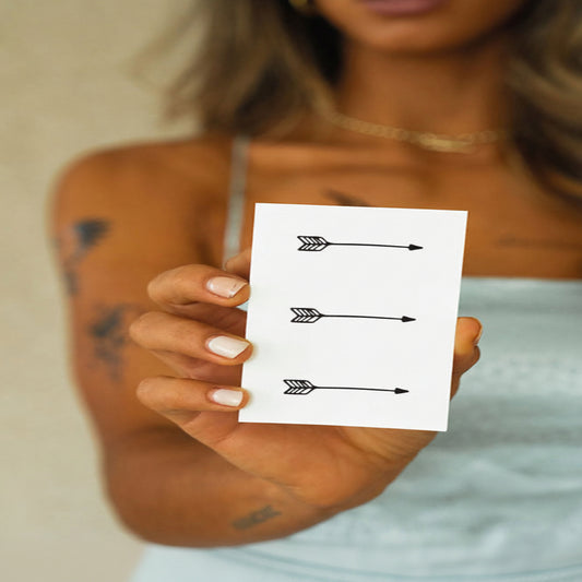 Temporary Arrow Tattoo with Water Transfer Application, Black Ink
