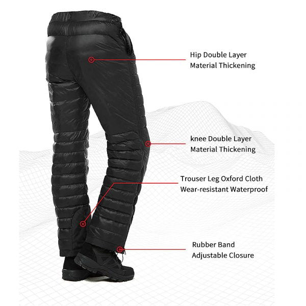 Insulated Pants with Side Leg Zippers for Winter Hiking