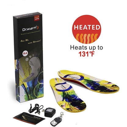 Rechargeable Heated Insoles with Wireless Remote and Contoured Arch Base for Winter Boots
