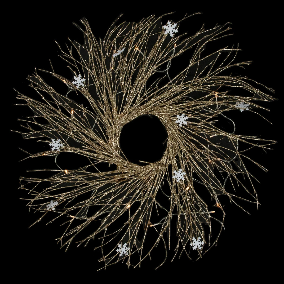 Sparkle Twig Wreath with 25 Warm LEDs and Battery Pack for Indoor Decor 28 Inch