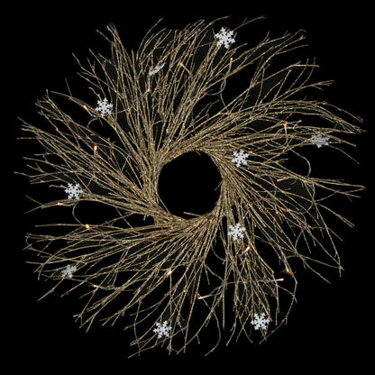 Sparkle Twig Wreath with 25 Warm LEDs and Battery Pack for Indoor Decor 28 Inch