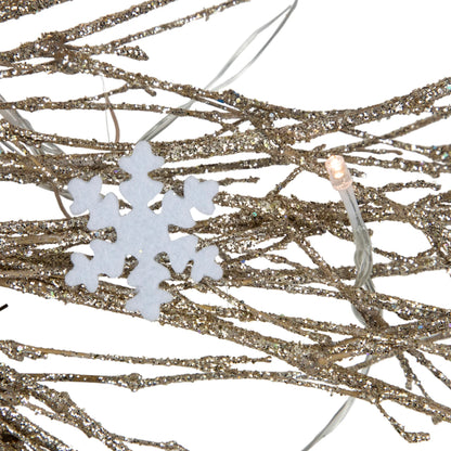 Sparkle Twig Wreath with 25 Warm LEDs and Battery Pack for Indoor Decor 28 Inch