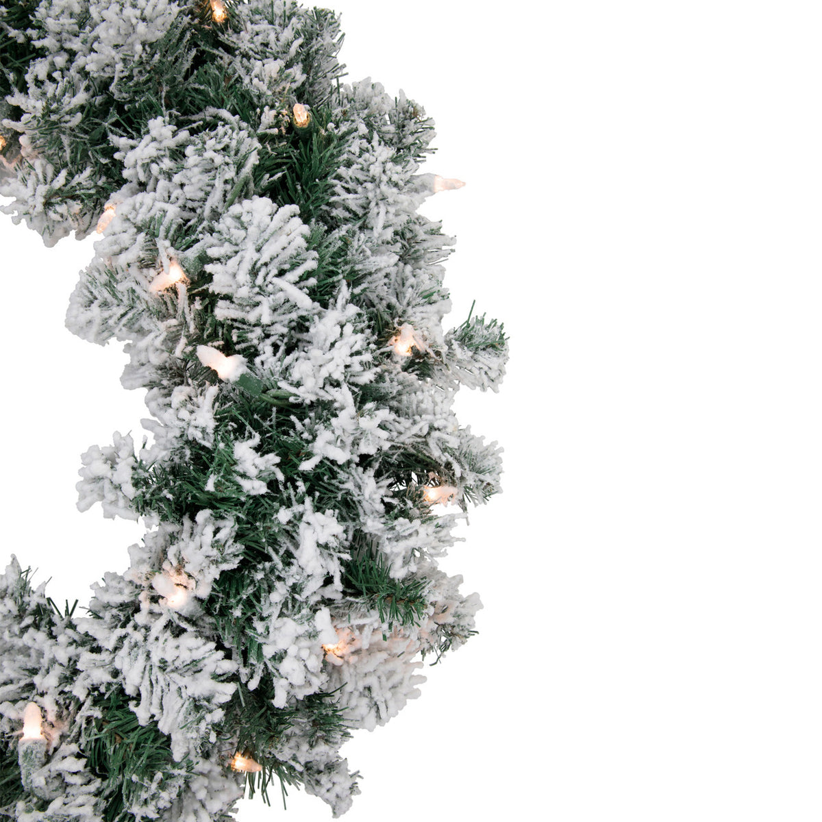 Winter White Lighted Wreath with Stackable Plug and Replacement Bulbs 24 Inch