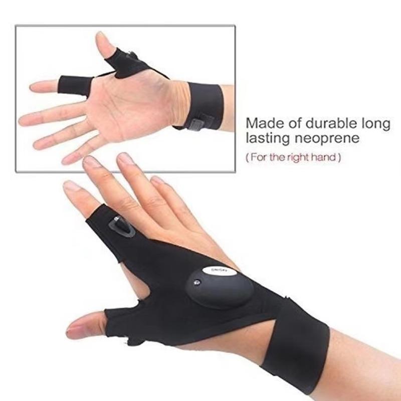 Fingerless LED Work Gloves with Dual Index Finger Lights and Adjustable Strap