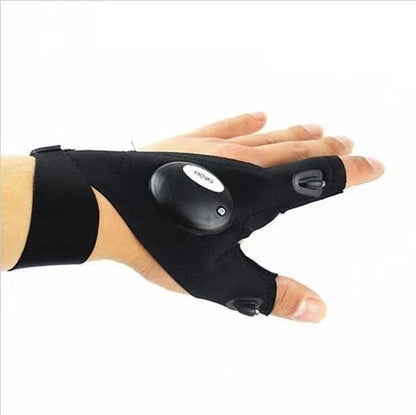 Fingerless LED Work Gloves with Dual Index Finger Lights and Adjustable Strap