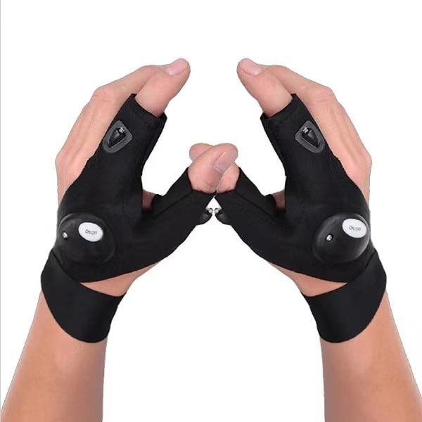 Fingerless LED Work Gloves with Dual Index Finger Lights and Adjustable Strap