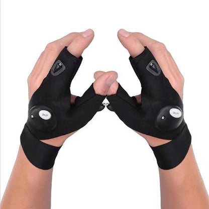 Fingerless LED Work Gloves with Dual Index Finger Lights and Adjustable Strap