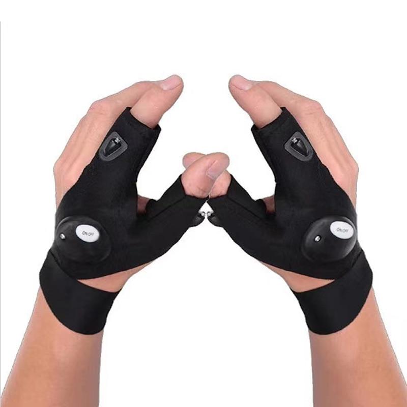 Fingerless LED Work Gloves with Dual Index Finger Lights and Adjustable Strap