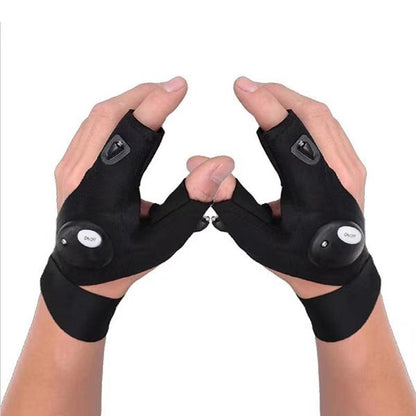 Fingerless LED Work Gloves with Dual Index Finger Lights and Adjustable Strap