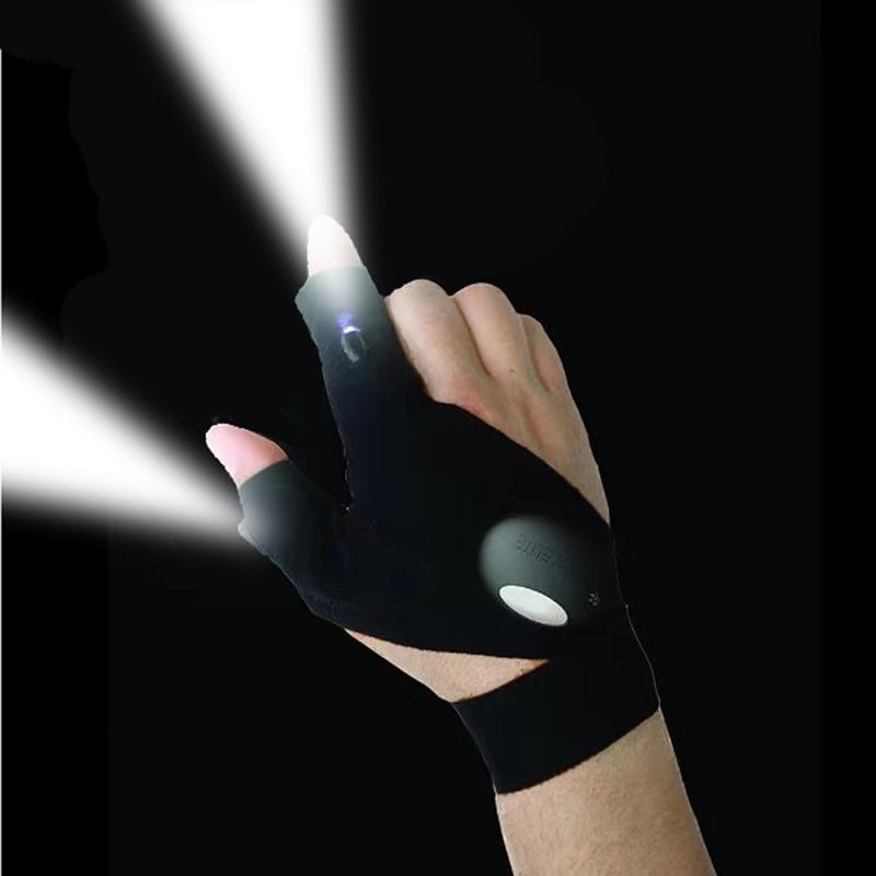 Fingerless LED Work Gloves with Dual Index Finger Lights and Adjustable Strap
