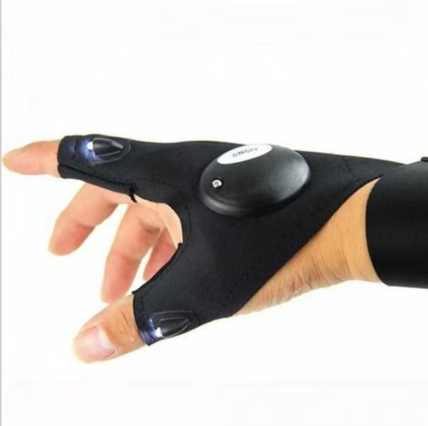 Fingerless LED Work Gloves with Dual Index Finger Lights and Adjustable Strap