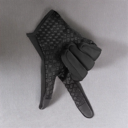 Windproof Thermal Winter Gloves with Three Touchscreen Fingers and Wrist Straps for Cycling