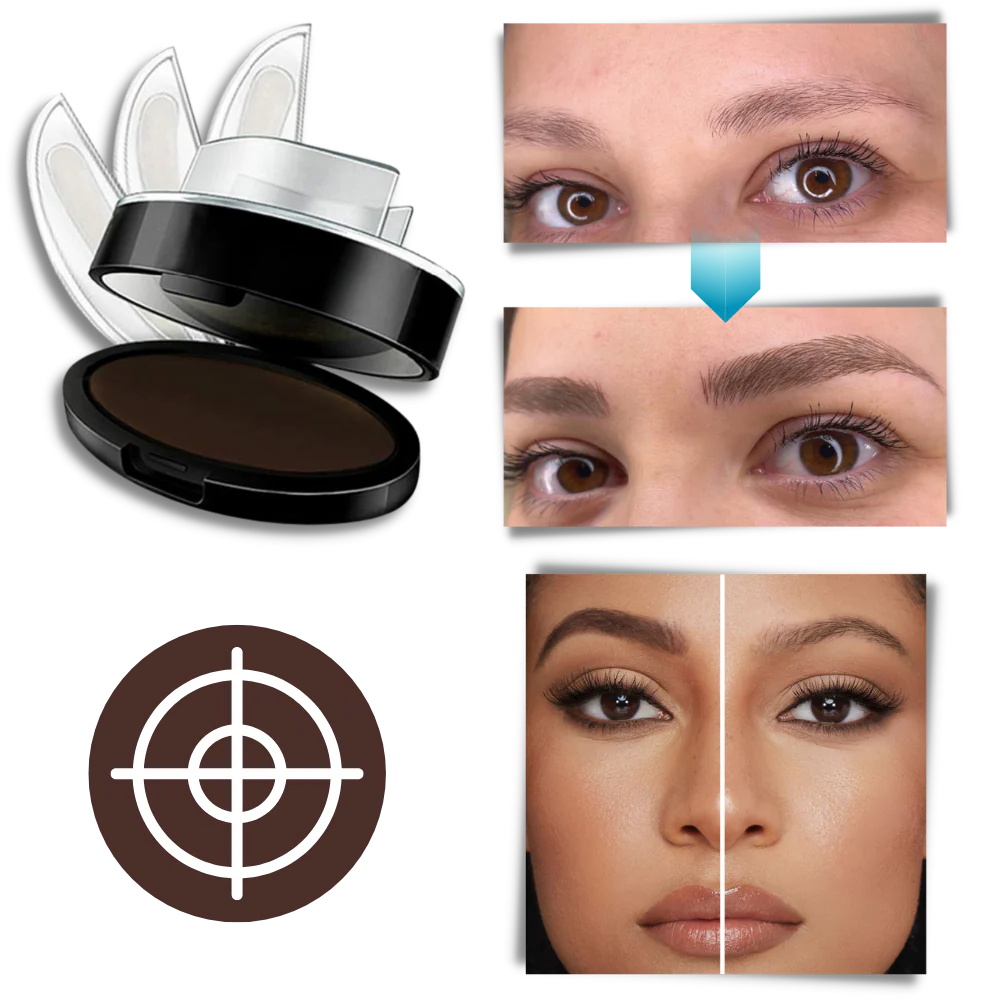 Eyebrow Stamp Kit with Right and Left Stamps and Application Sponge, 3 Shades