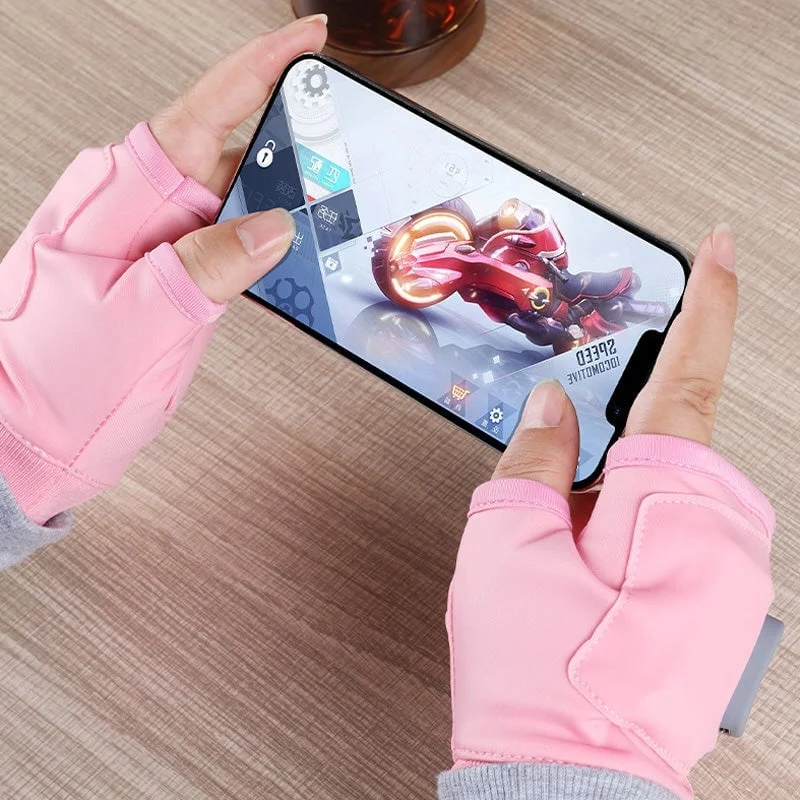 Heated Fingerless Gloves with 1800 mAh Battery, Three Heat Levels and Charging Cable in Pink or Black