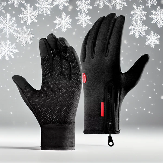 Windproof Thermal Winter Gloves with Three Touchscreen Fingers and Wrist Straps for Cycling