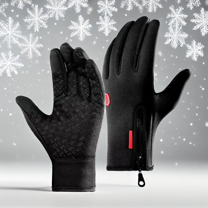 Windproof Thermal Winter Gloves with Three Touchscreen Fingers and Wrist Straps for Cycling