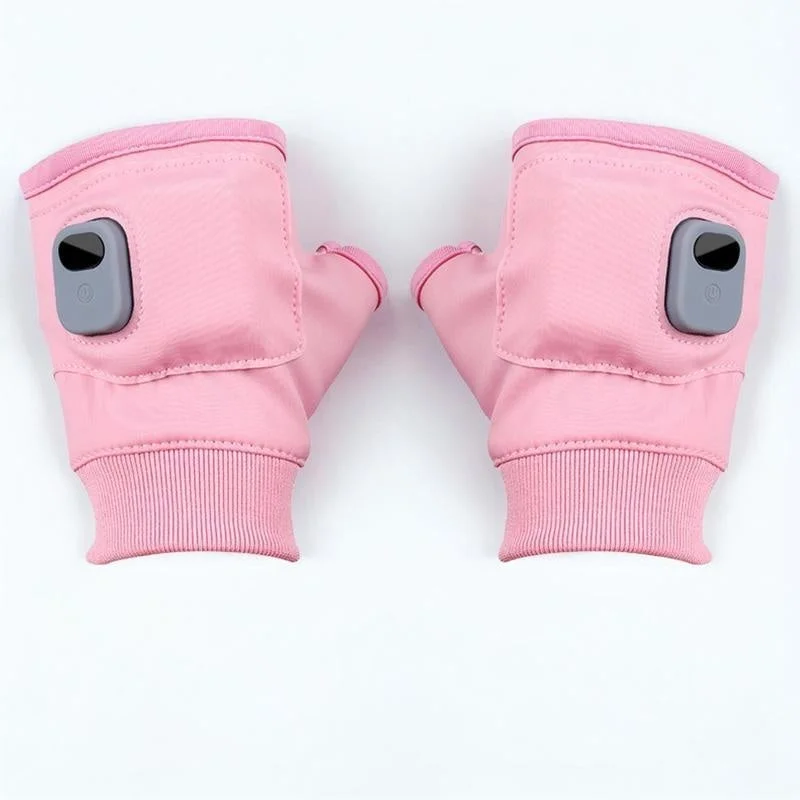Heated Fingerless Gloves with 1800 mAh Battery, Three Heat Levels and Charging Cable in Pink or Black