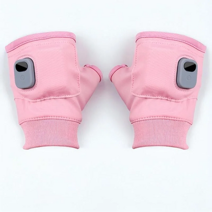 Heated Fingerless Gloves with 1800 mAh Battery, Three Heat Levels and Charging Cable in Pink or Black