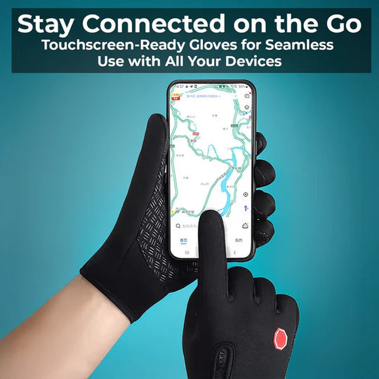 Windproof Thermal Winter Gloves with Three Touchscreen Fingers and Wrist Straps for Cycling