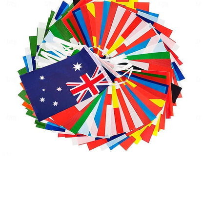 International Flag Bunting Banner with 200 Country Flags, 184 ft String Decoration for Sports Events and Classrooms