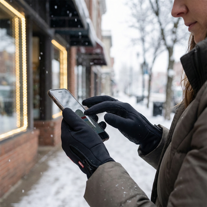 Touchscreen Winter Gloves with Silicone Palm Grip and Zippered Wrist Cuff