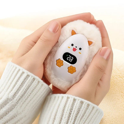 Rechargeable Cat Hand Warmer with Digital Display and 3 Heat Settings