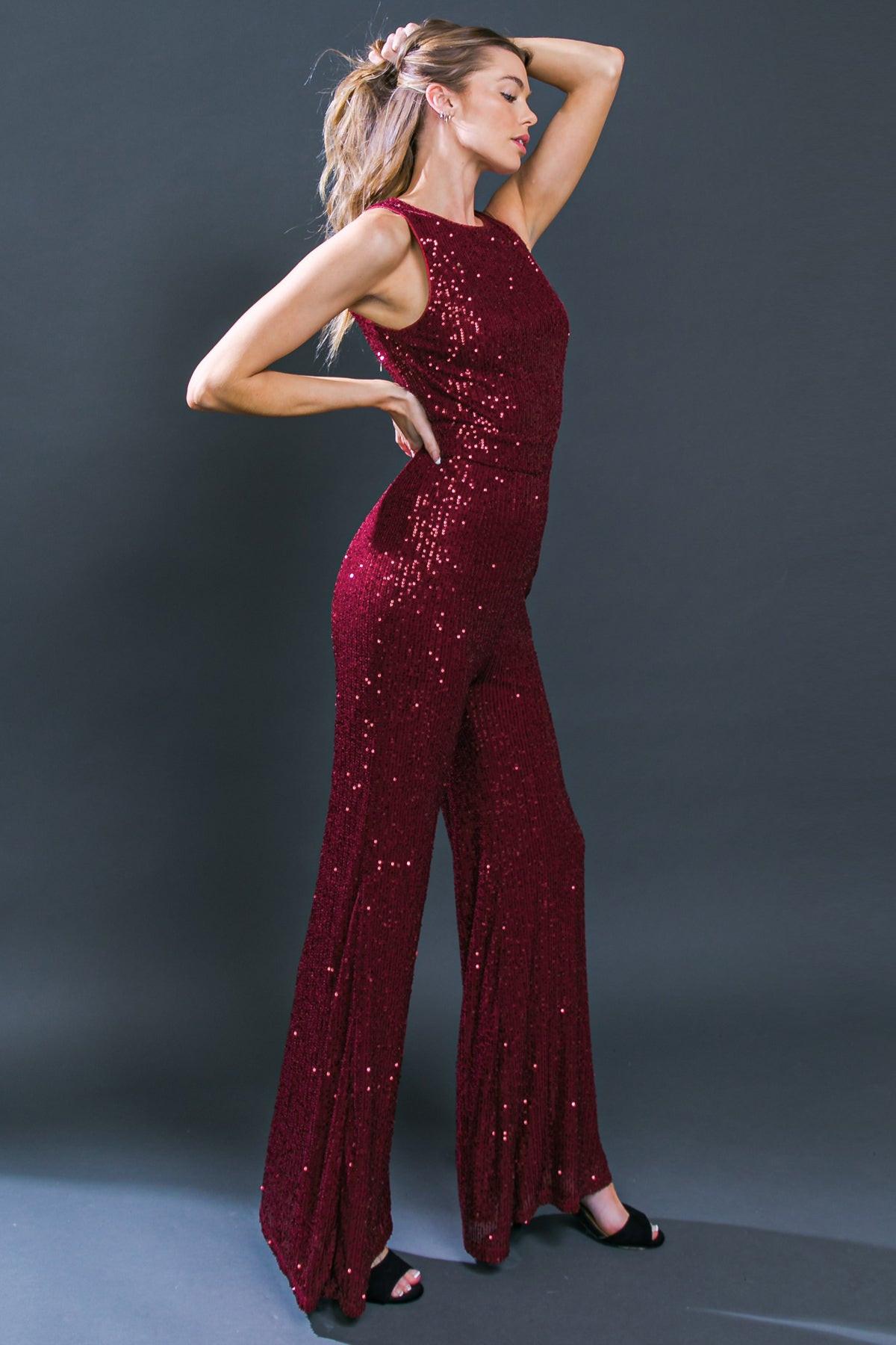 Luna Sequin Wide Jumpsuit