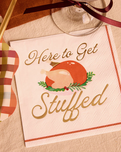 Cocktail Napkins with Turkey Graphic and Gold Foil, 50-Count