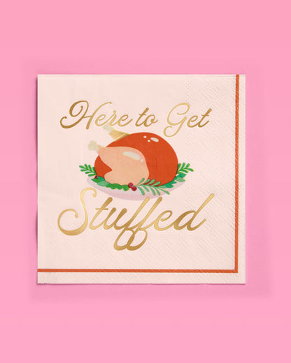 Cocktail Napkins with Turkey Graphic and Gold Foil, 50-Count