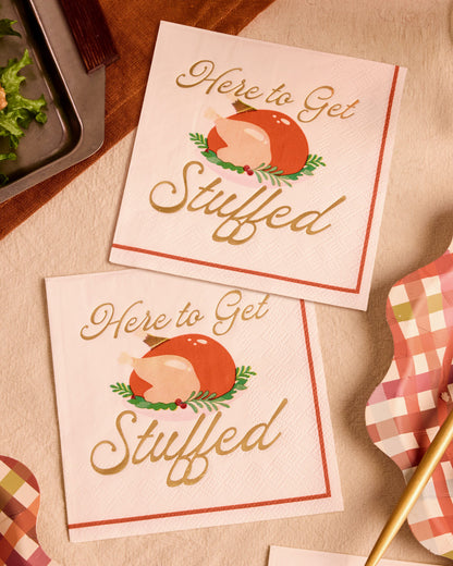 Cocktail Napkins with Turkey Graphic and Gold Foil, 50-Count