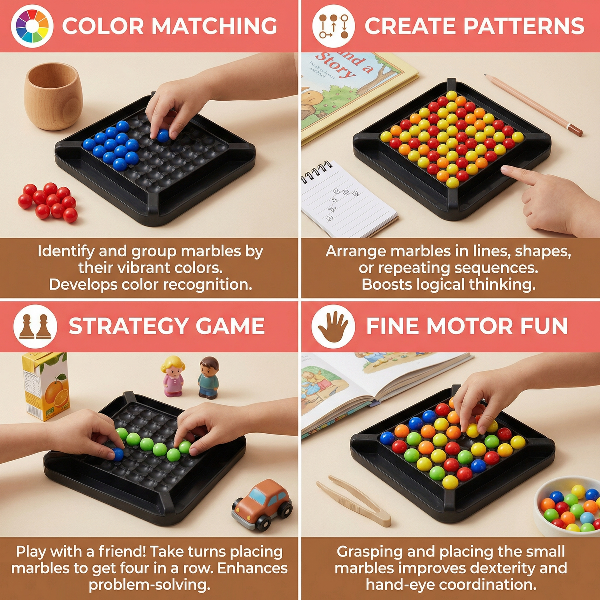 Color Matching Puzzle with Marble Logic and Adjustable Difficulty Levels