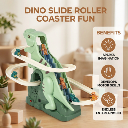 Dinosaur Climbing Slide with Roller Coaster Track for Kids