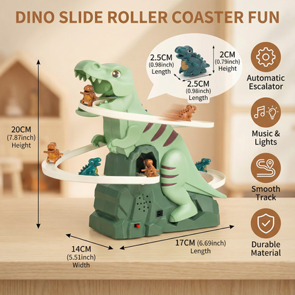 Dinosaur Climbing Slide with Roller Coaster Track for Kids